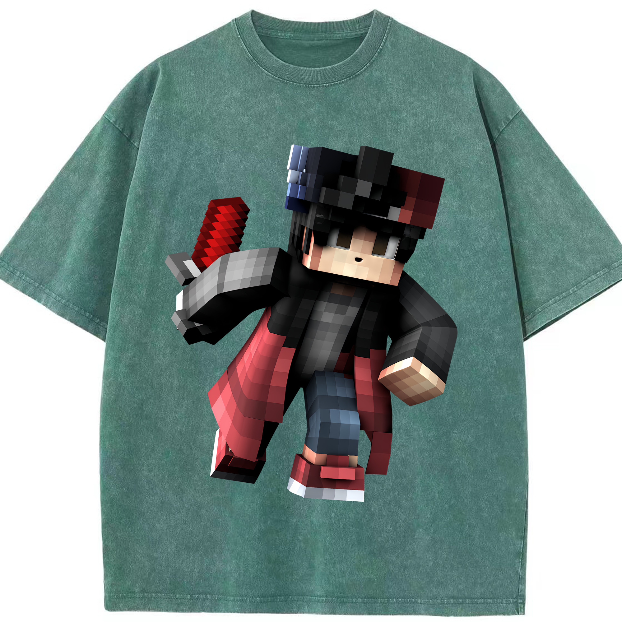 （画像用） マインクラフト ブロックの世界 Minecraft MC Block world 綿100% ヴィンテージ風 半袖Tシャツ（フロントプリント）